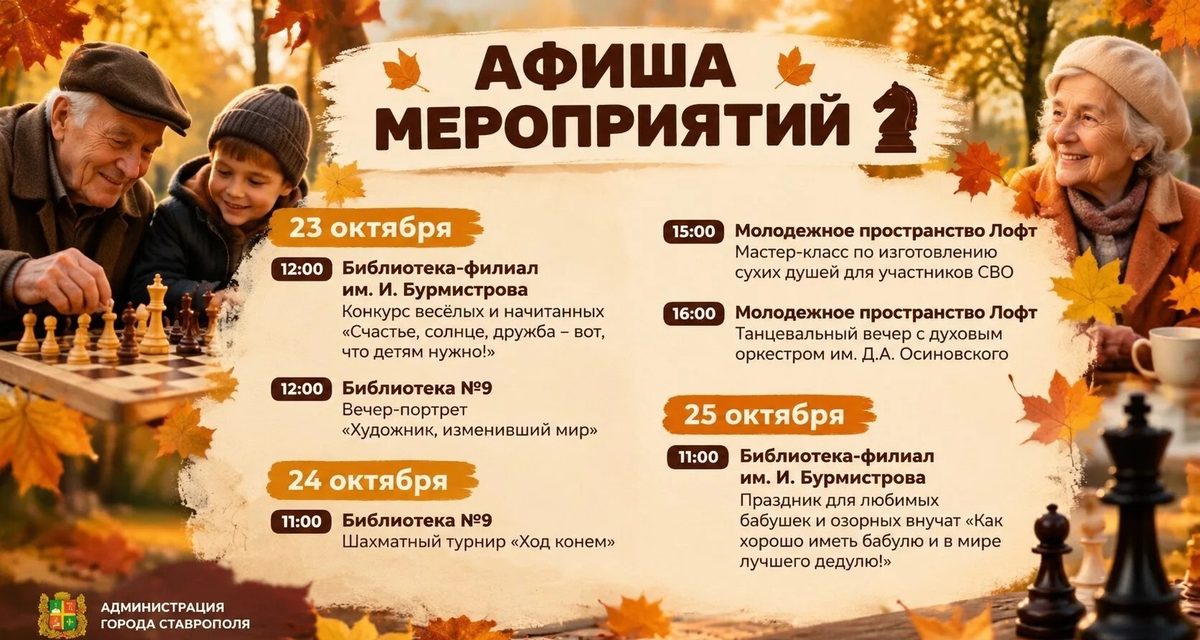 В Ставрополе пройдут танцевальный вечер, шахматный турнир и праздник для бабушек