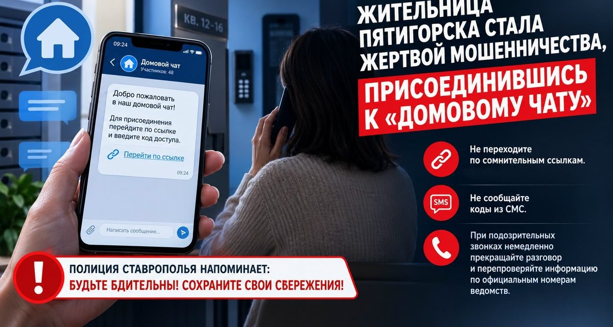 Жительница Пятигорска перешла по ссылке в «домовой чат» и перевела 355 тысяч рублей